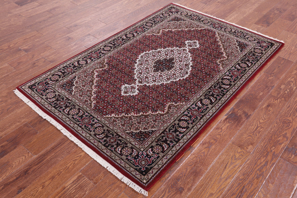 Persian Tabriz Hand-Knotted Wool & Silk Rug 3' 11" X 5' 11" - Q13022