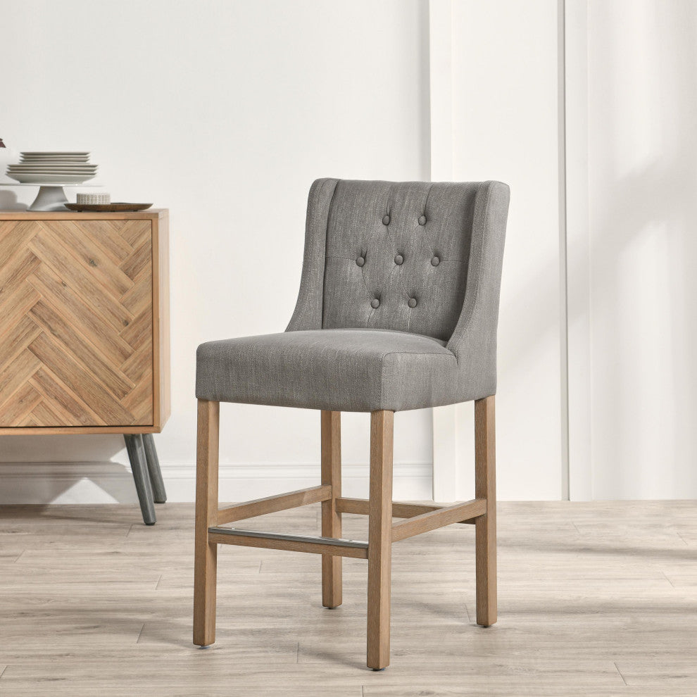 Home Karla Tufted 24" Counterstool by Kosas Home, Gray