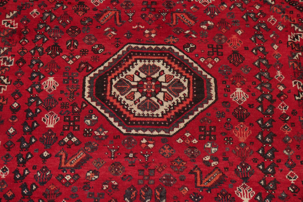 Consigned, Hand-Knotted Vintage Oriental Traditional Persian Area Rug, Red, 7x11