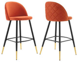 Cordial Performance Velvet Bar Stools - Set of 2-Orange