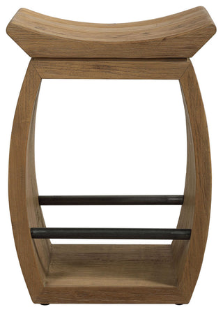 Elegant Asian Modern Open Reclaimed Solid Wood Bar Counter Stool Oriental Pagoda