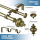 Round Urn Adjustable Double Curtain Rod Set, 5/8", Antique Gold, 48"-84"