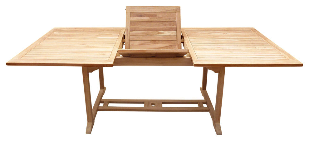 9 Piece Teak Wood Castle Patio Dining Set with Rectangular Extension Table
