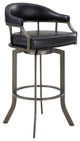 Pharaoh Swivel 26 Mineral Finish and Black Faux Leather Bar Stool