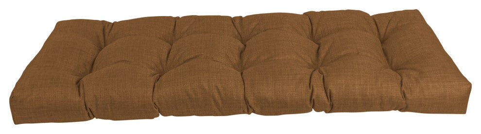 51"X19" Tufted Solid Outdoor Spun Polyester Loveseat Cushion, Mocha