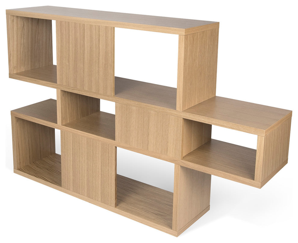 Contemporary Modular Display 2 Tone Shelves, Oak Frame/Oak Backs