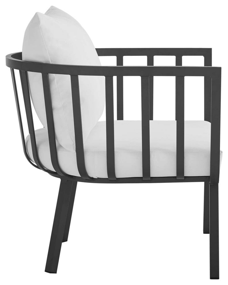 Riverside 5 Piece Outdoor Patio Aluminum Set - Gray White