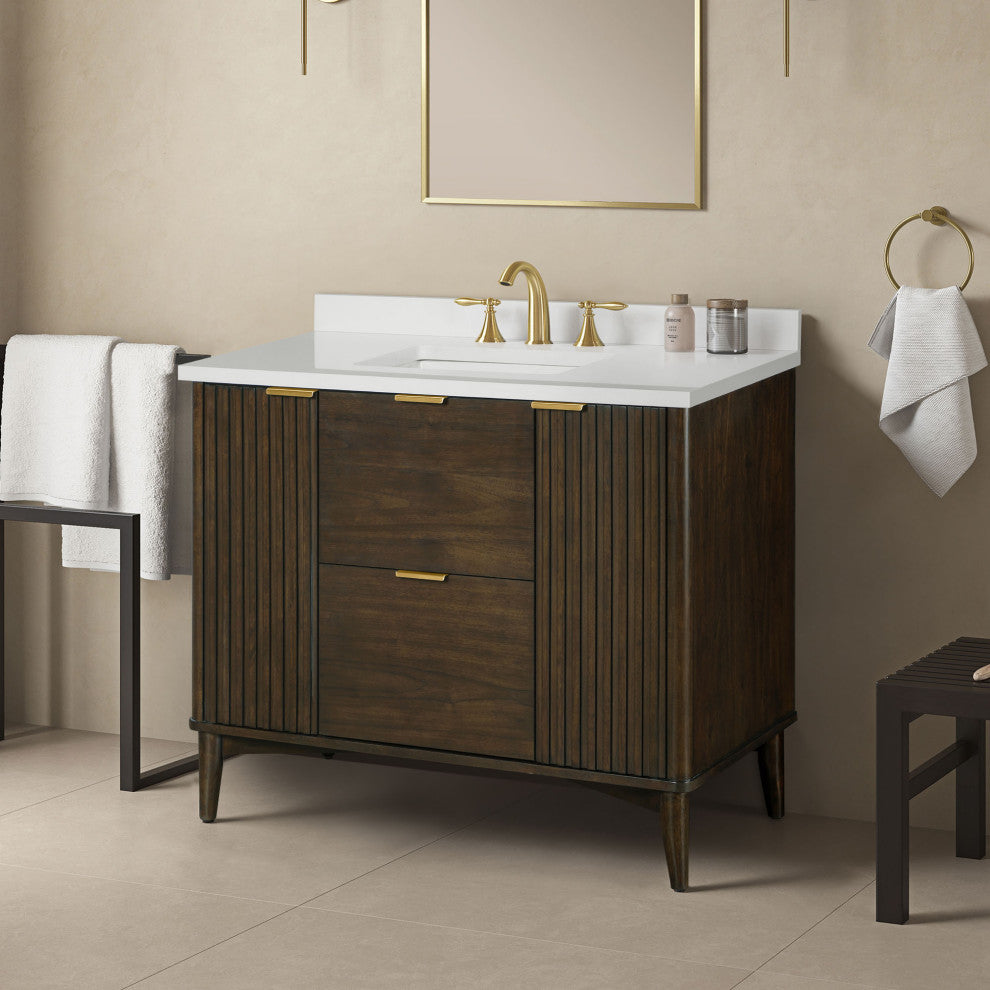 OVE Decors Gabi Single Sink Bathroom Vanity, Dark Walnut, 42", Single Sink