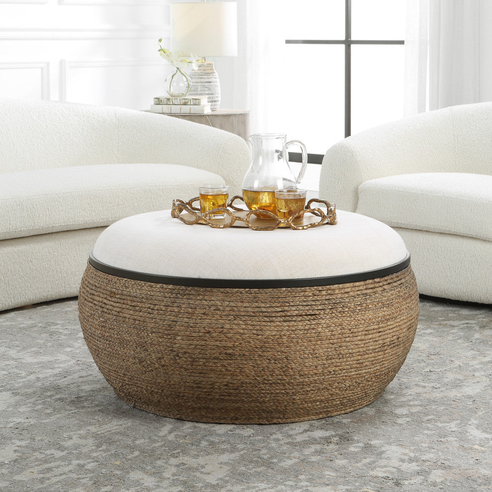 Uttermost 23734 Island Straw Storage Ottoman And Coffee Table