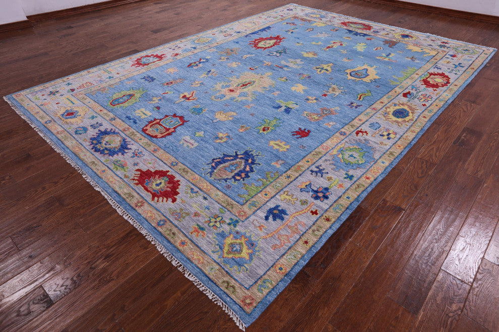 Hand Knotted Turkish Oushak Wool Rug 9' 0" X 12' 9" - Q13600