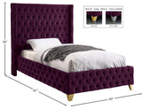 Savan Velvet Upholstered Bed, Purple, Twin