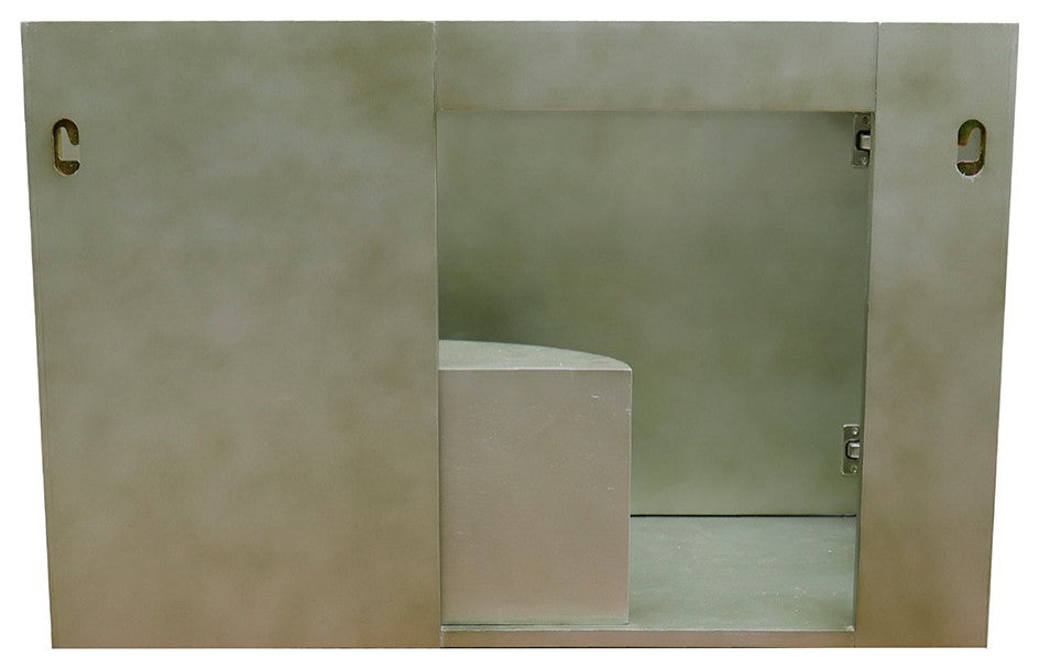 37" Single Wall Mount Vanity, Linen Brown Finish With White Carrara Top