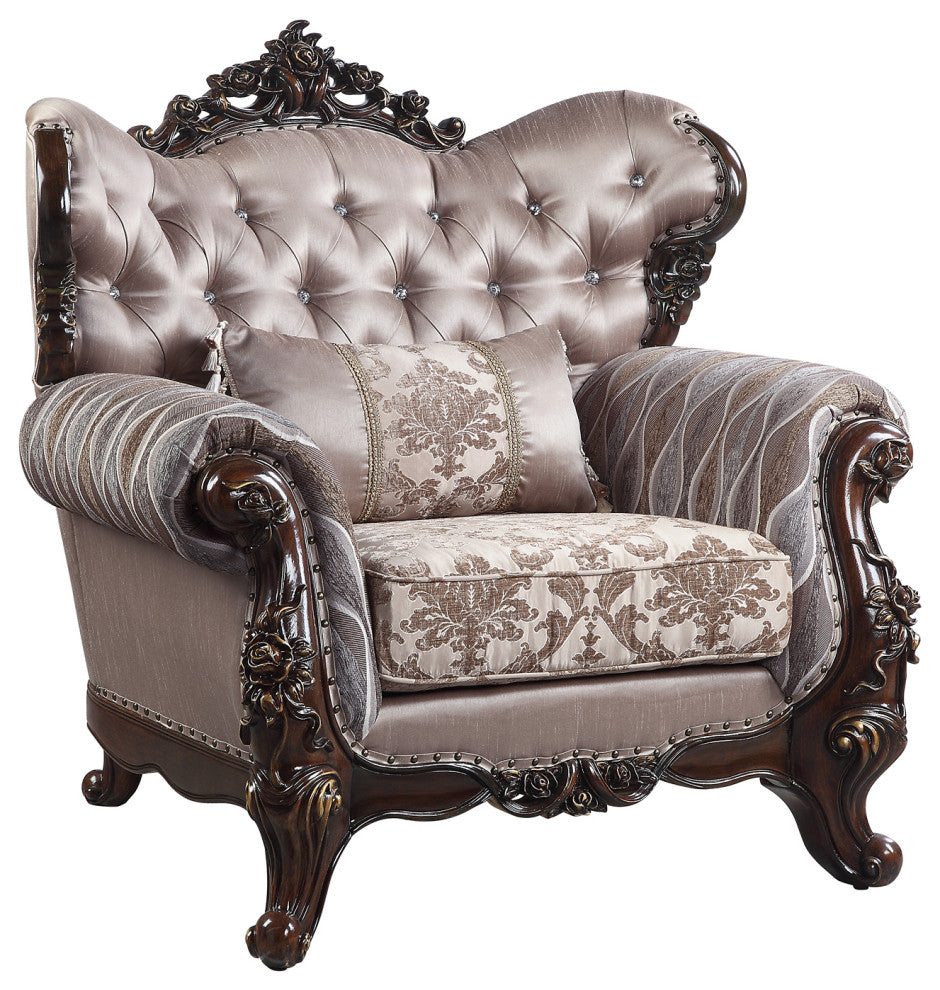 Lv00811 Chair With Pillow, Fabric and Antique Oak Finish Benbek