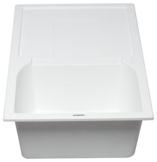 ALFI White 34" Single Bowl Granite Composite Kitchen Sink With Drainboard