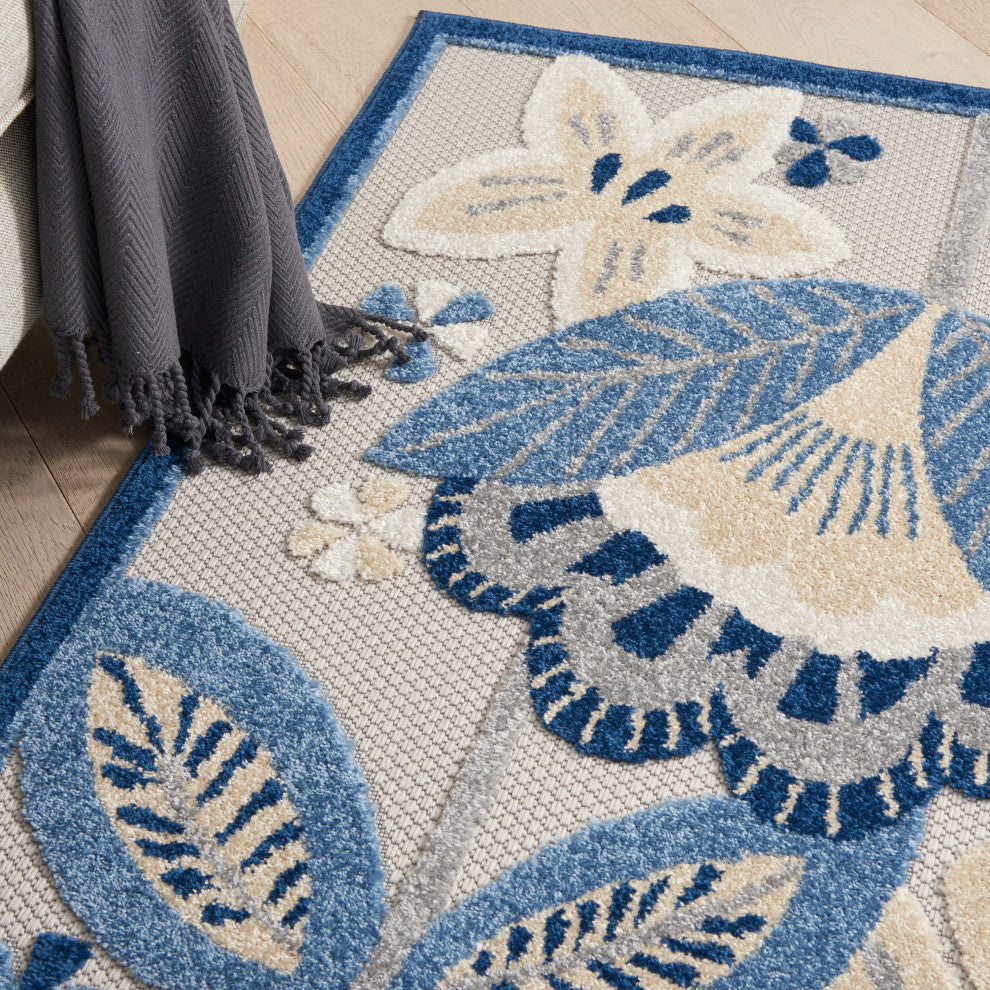 Nourison Aloha 6' x 9' Blue/Grey Contemporary Area Rug