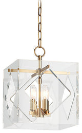 Travis, 12" Pendant, Aged Brass Finish, Clear Acrylic