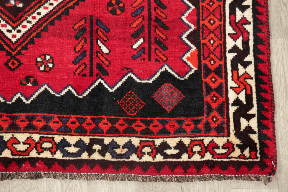 Consigned, Oriental Traditional Handmade Persian Distressed Area Rug, Red, 5x9