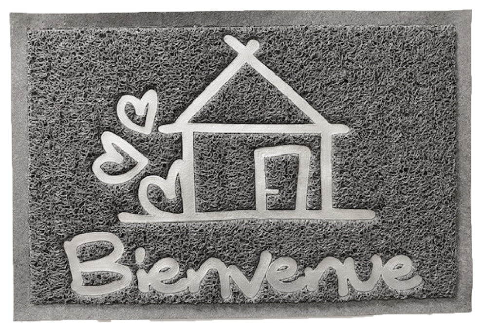 Outdoor Door Mat Bienvenue PVC 24"�x16"� Grey