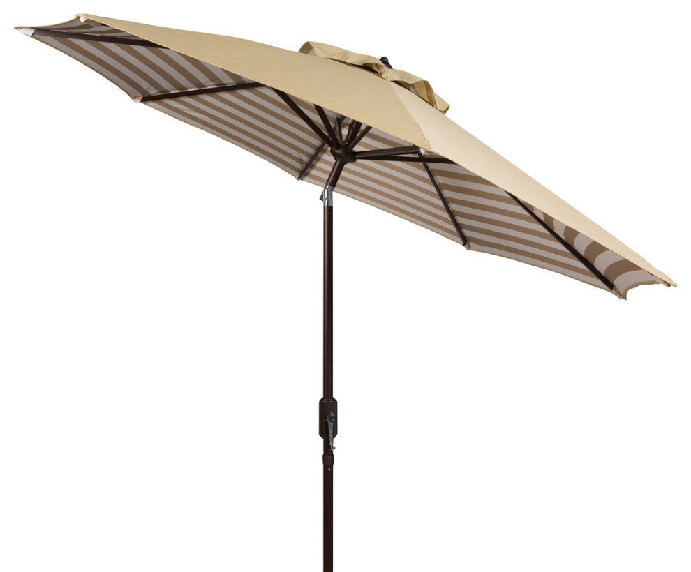 Safavieh Outdoor Athens 11ft Round Crank Umbrella Beige