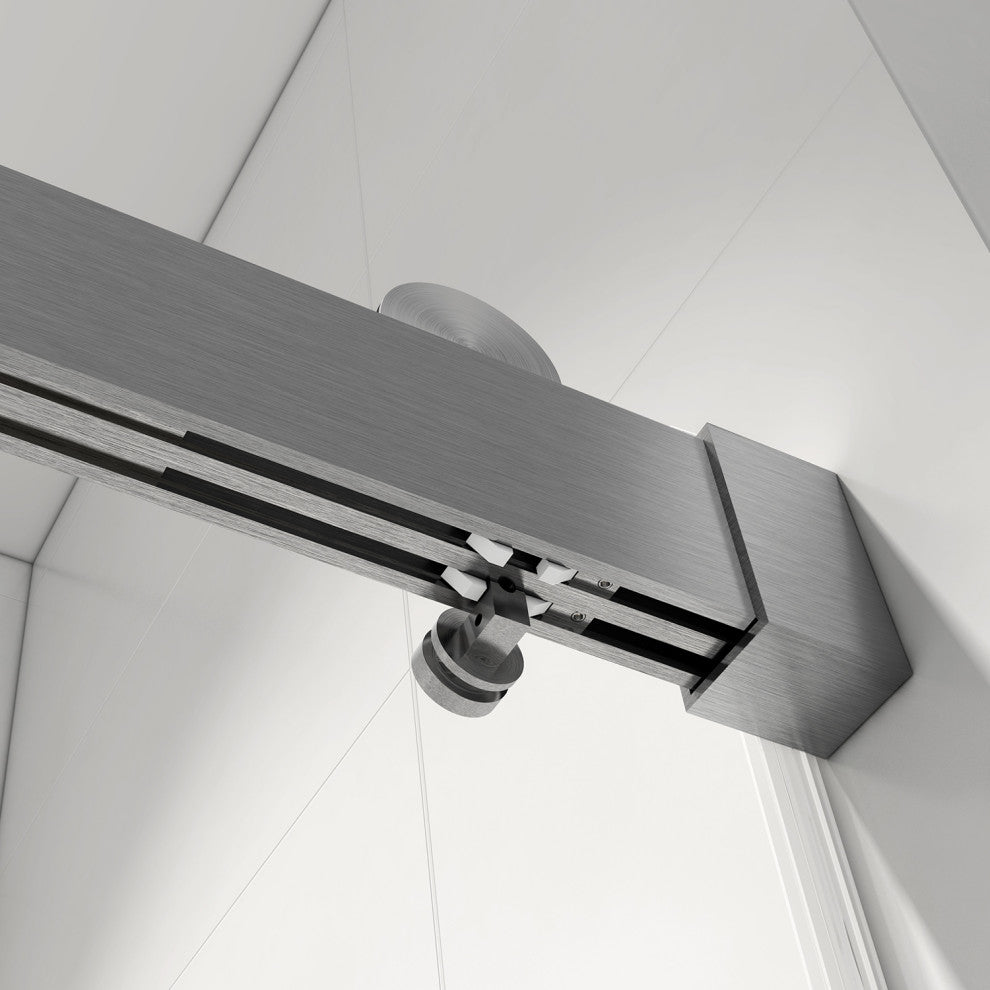 60" x 76" Double Sliding Frameless Shower Door, Buffer, Brushed Nickel