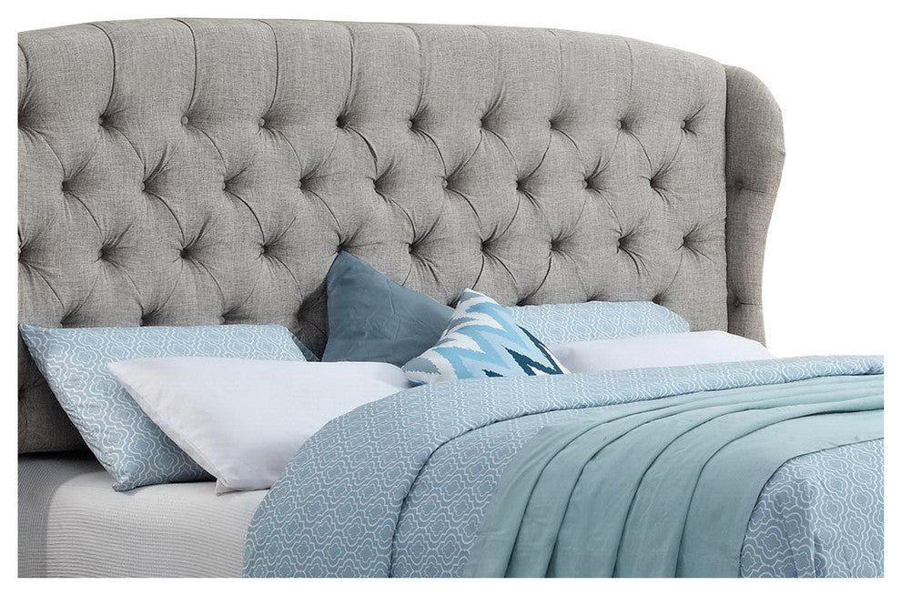Felisa Upholstered Wingback Headboard, Gray, Full