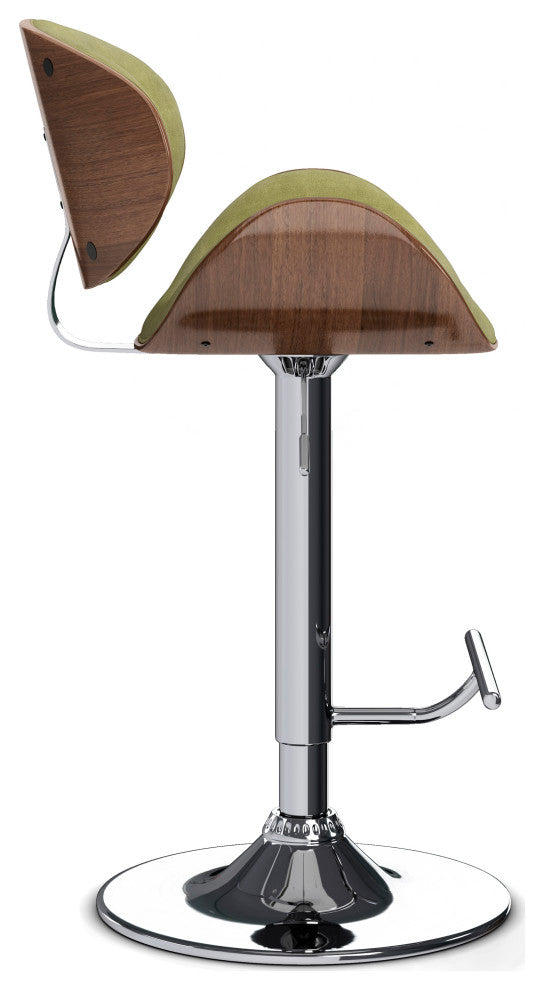 Marana Bentwood Adjustable Swivel Bar Stool, Acid Green