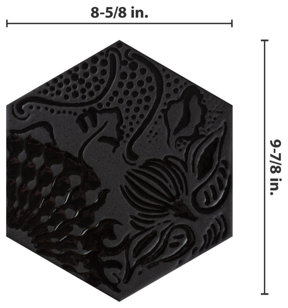 Gaudi Lux Hex Black Porcelain Floor and Wall Tile