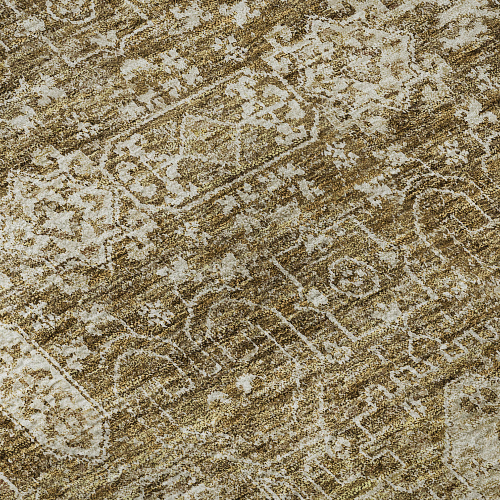 Premium Machine Washable Mayfield AMF637 Brown 8' x 8' Round Rug