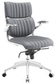 Modern Contemporary Mid Back Office Chair, Gray Faux Leather