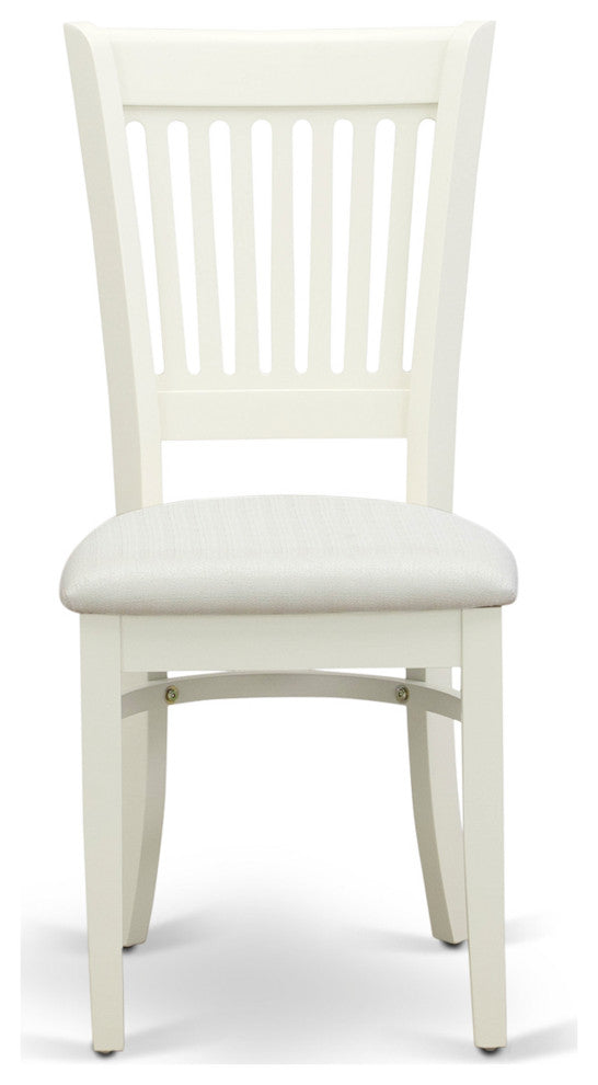 Dining Room Chairs 2Pc Set Seat, Slatted Back, Linen White Finish, Set of 2