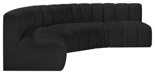 Arc Boucle Fabric Upholstered 5-Pc. U-Shaped Modular Sectional, Black