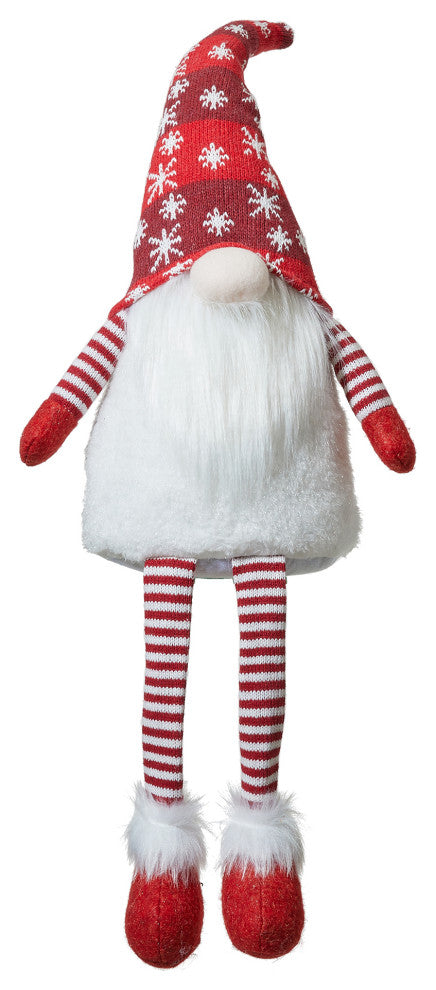28"H Fabric Christmas Gnome Shelf Sitter With Dangling Legs