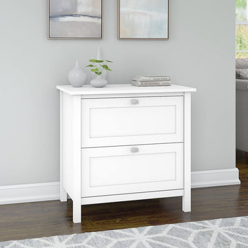 Pure White 2-Drawer Lateral File Cabinet, Contemporary Wooden Design