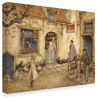 Anton Pieck 'Out The Kitchen Door' Canvas Art