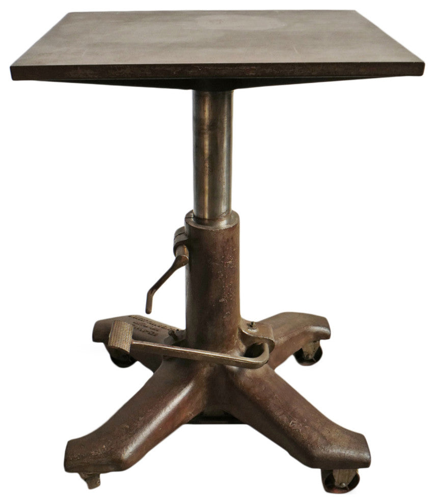 Consigned Industrial Iron Adjustable Bar Table