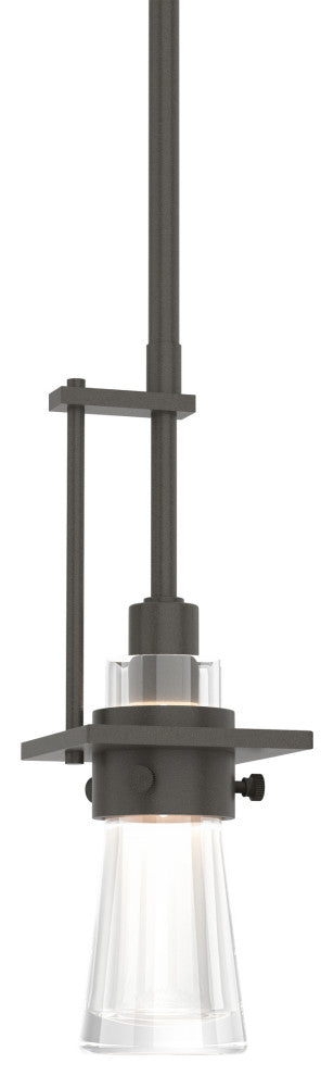 Erlenmeyer Small Mini Pendant, Dark Smoke Finish, Clear Glass