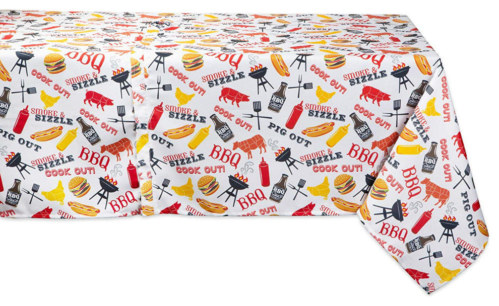 DII Bbq Fun Print Outdoor Tablecloth With Zipper