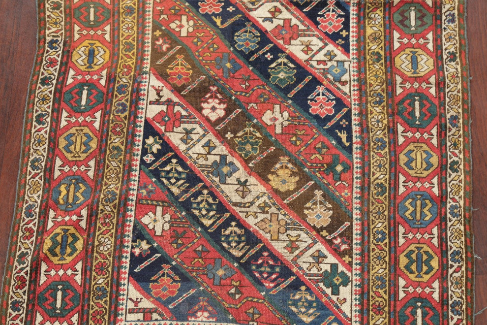 Consigned, Antique Hand-Knotted Oriental Traditional Russian Area Rug, 5'4"x4'1