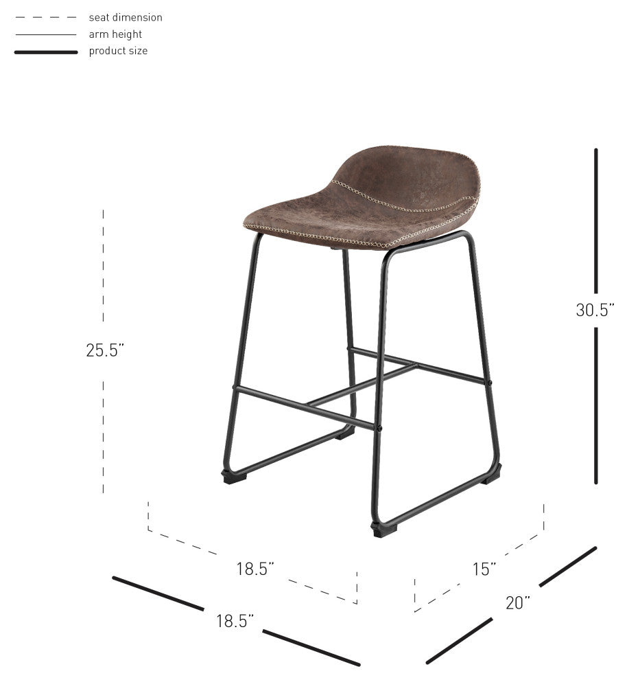 Leighton PU Counter Stool,, Set of 2