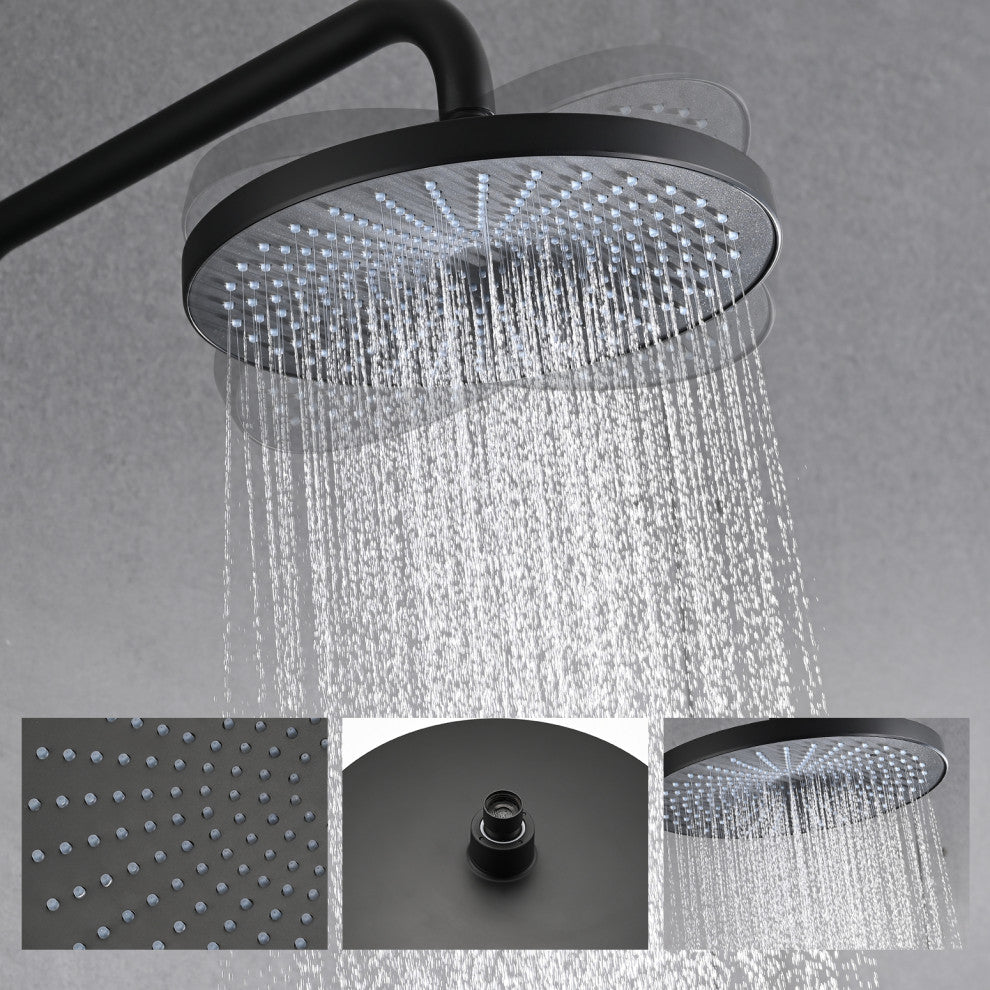 10" Rain Shower System with 3-Setting Handheld Sprayer and Slide Bar, Matte Blackï¼Œ