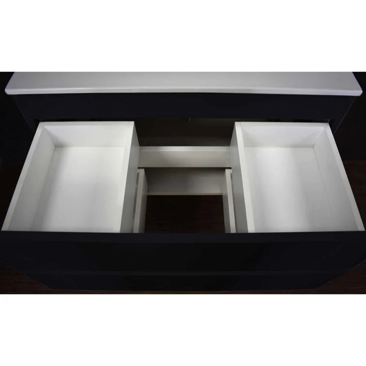 Salt 20Dx36" Floating Bathroom Vanity, Glossy Black With Acrylic Top