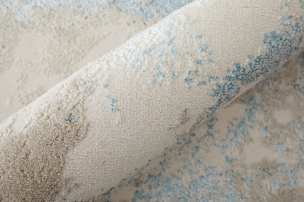 Oria Industrial Abstract Area Rug, Blue/Gray/Ivory, 10'x13'2"
