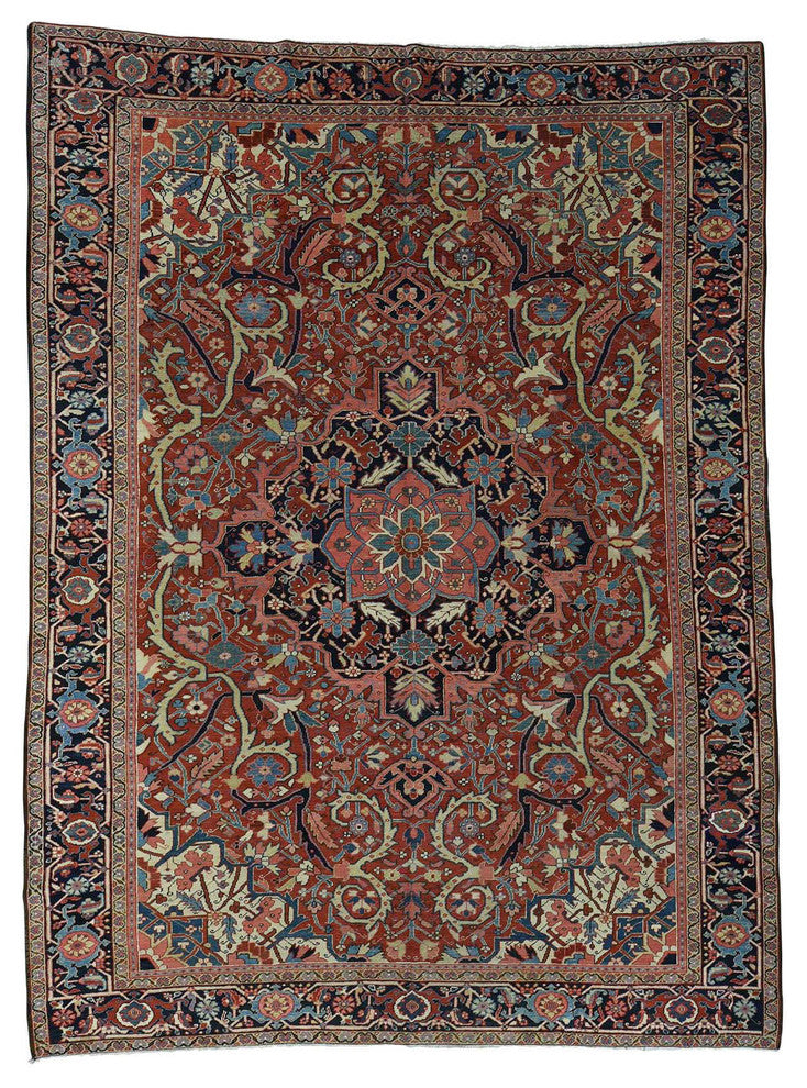 Antique Persian Heriz Handmade Mint Condition Oriental Rug, 8'6"x11'7"