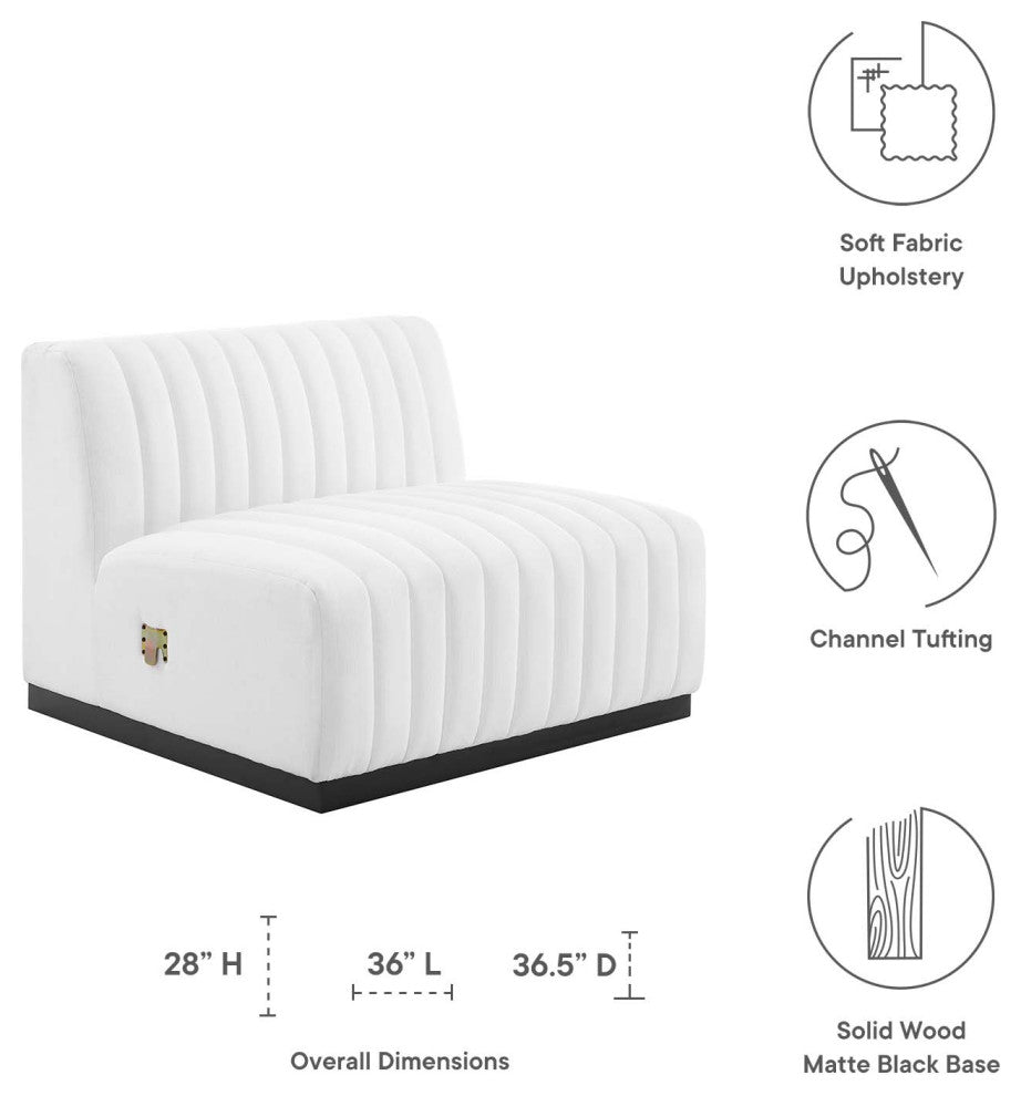 Conjure Channel Tufted Upholstered Fabric Armless Chair, Black White