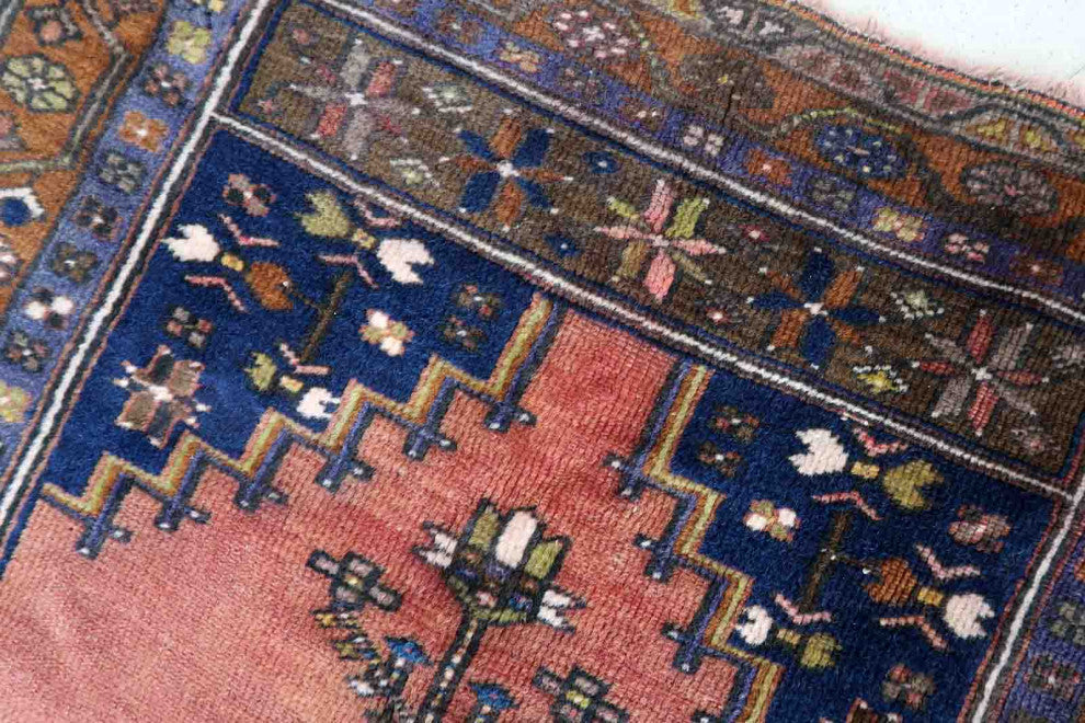 Handmade Vintage Afghan Baluch Rug 2.8'x4.6', 87cmx141cm 1940s