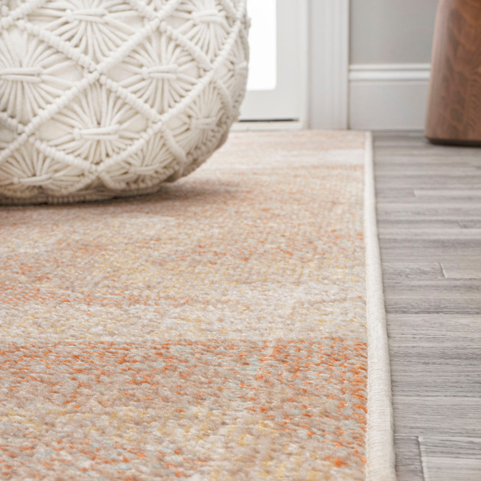 Petalo Abstract Two-Tone Modern Orange/Beige/Cream 5 ft. x 8 ft. Area Rug