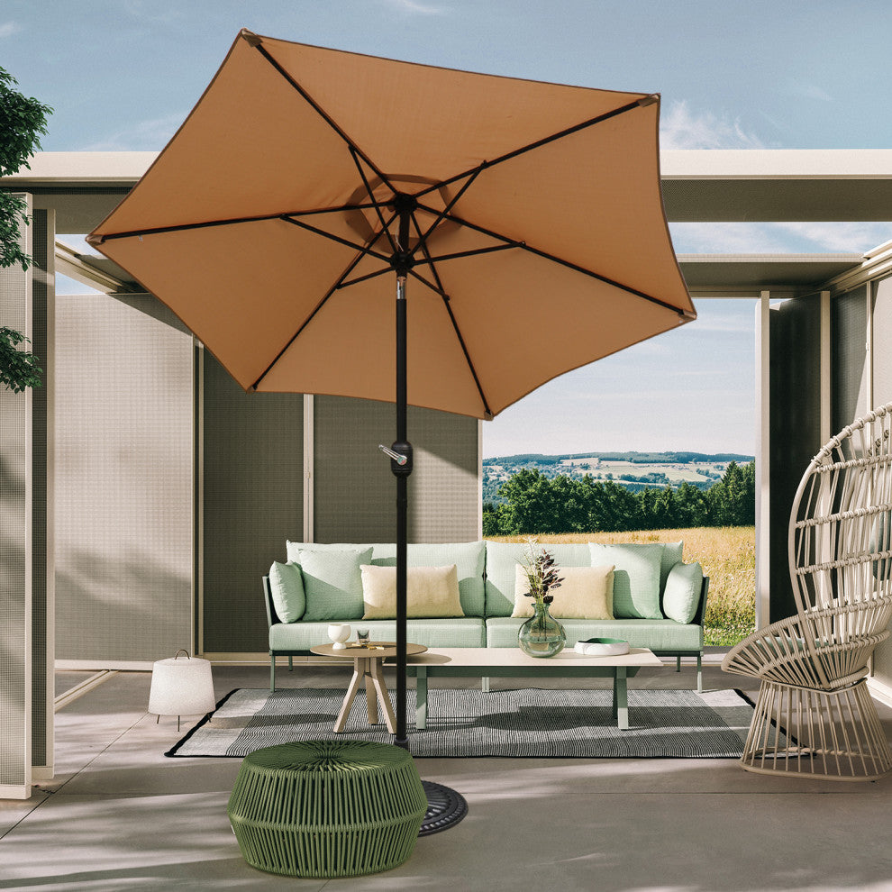 Davee Furniture 7.5 Ft Orange Market/Patio Umbrella with Tilt and Crank, Tan