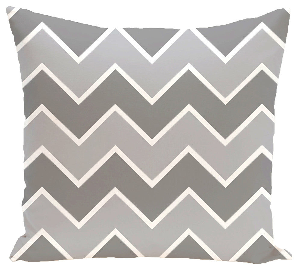 Inside The Lines Chevron Geometric Print Pillow, Classic Gray, 26"x26"