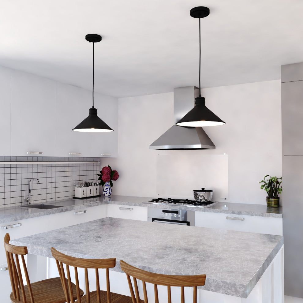 Vaxcel Lighting P0362 Akron 12"W Pendant - Oil Rubbed Bronze / Matte White