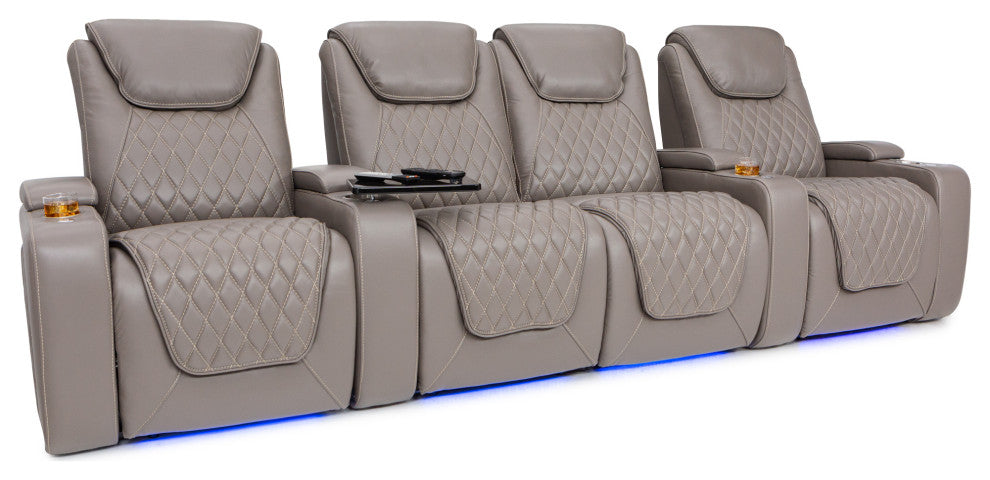 Seatcraft Muse Home Theater Seating, Gray, Row of 4 With  Middle Loveseat